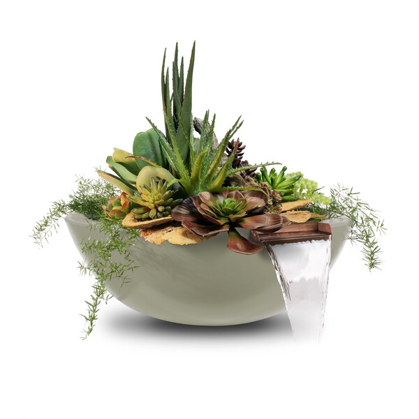 The Outdoor Plus 33 Round Sedona Planter & Water Bowl - GFRC Concrete - Ash - OPT-33RPW-ASH - main